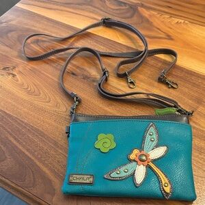 Chala Dragonfly Mini Crossbody handbag in turquoise vegan leather